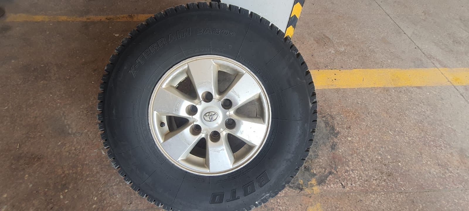 Close-up of a serviced wheel and tyre
